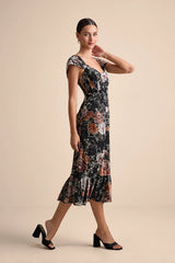 Composed Beauty Blush Pink Burnout Velvet Floral Midi Dress