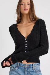 Callisto Cream Cable Knit Button-Front Cardigan