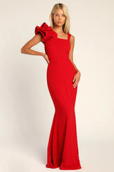 Lucette Black Sleeveless Ruffled Mermaid Maxi Dress