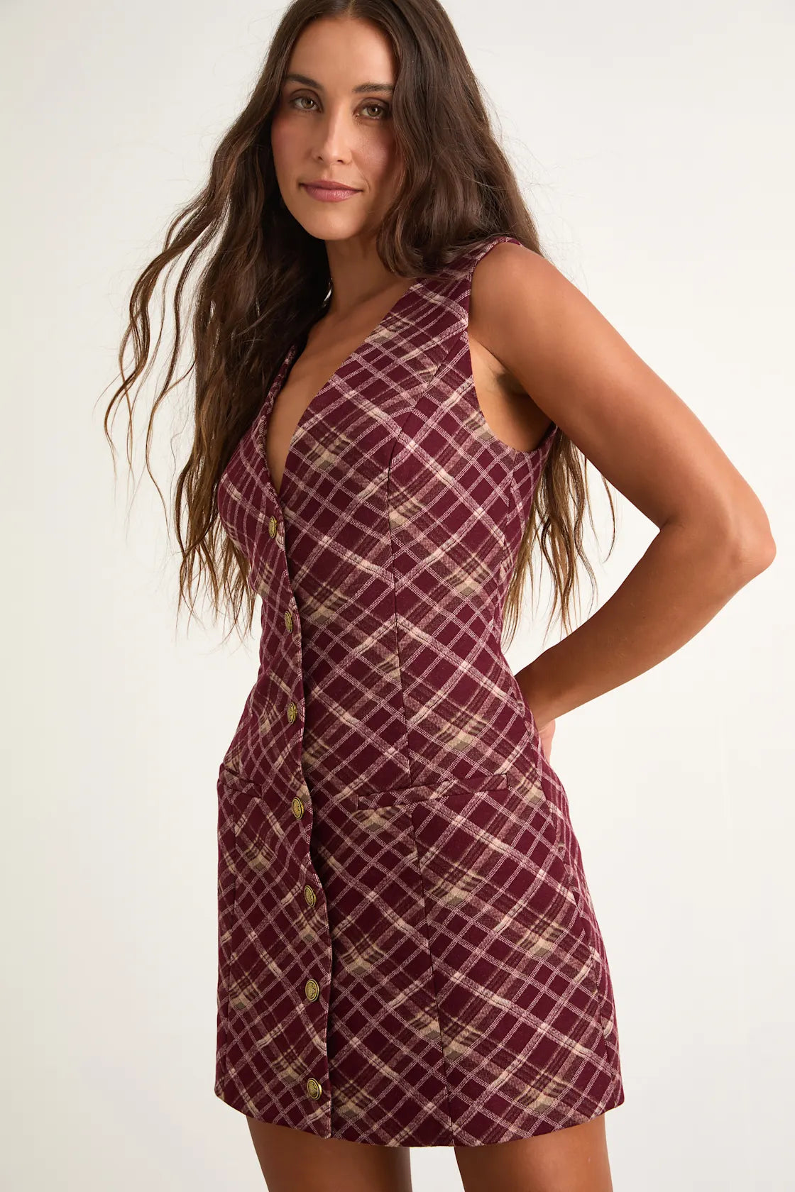 Kala Dark Green Corduroy Button-Front Mini Dress