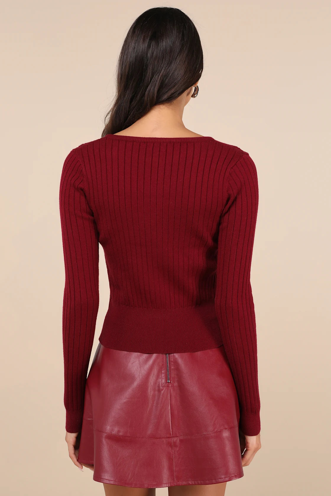 Perfect Classic Dark Green Ribbed Knit Cardigan Sweater