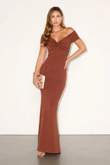 Katerina Black Twist-Front Off-The-Shoulder Maxi Dress