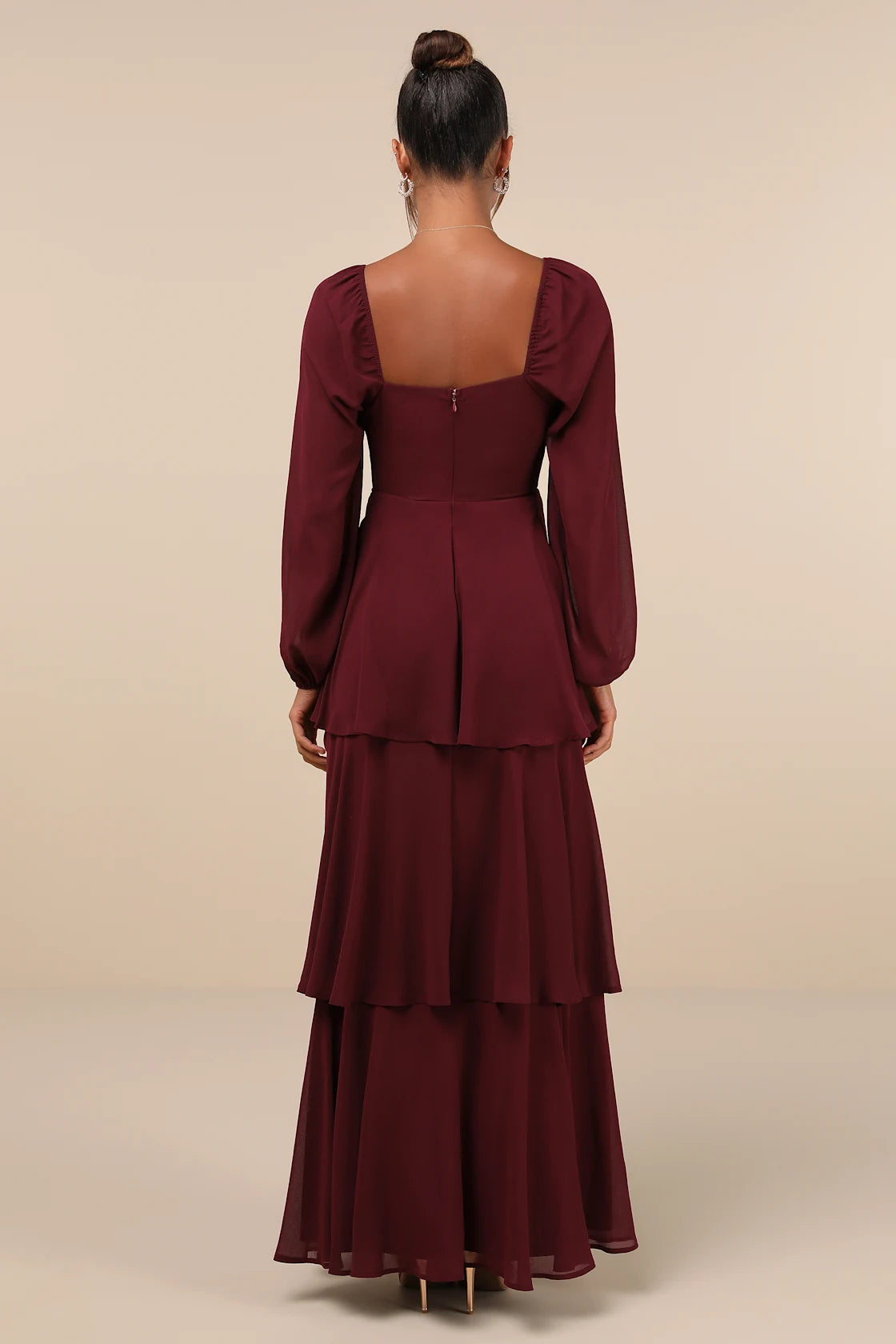 Tier to Enchant Black Long Sleeve Tiered Maxi Dress